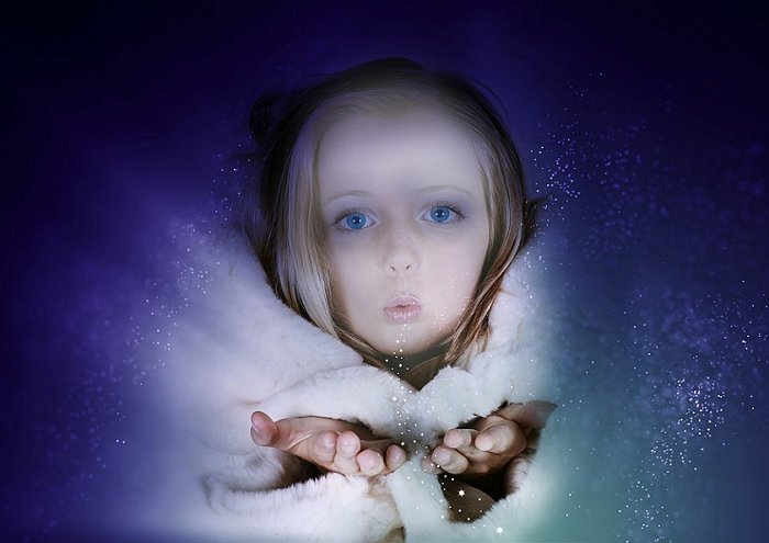 Human Girl Child Face Fee Magic Portrait Winter 